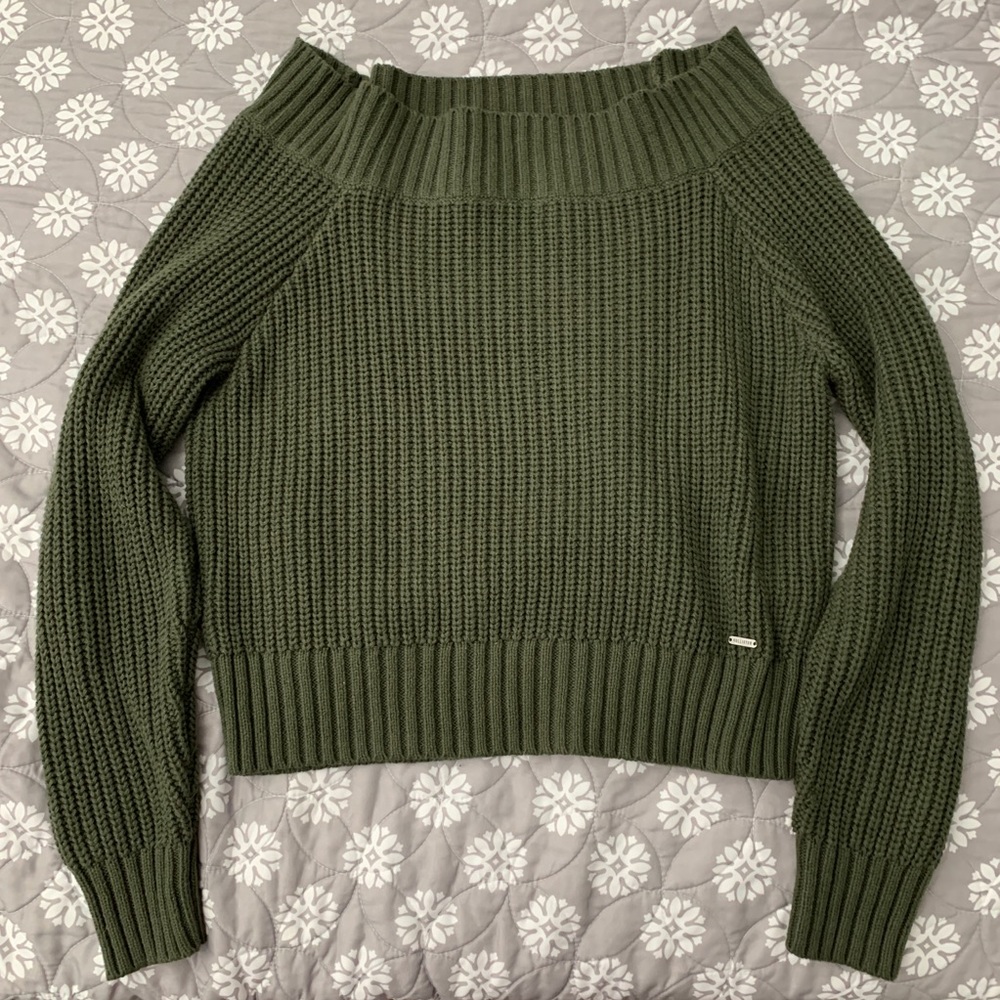 Hollister Green Off-Shoulder Sweater